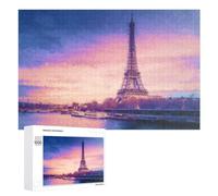 Teenagerss Puzzles 1000 PCS Jigsaws Parisian Sunset Eiffel Tower Reflections Jigsaws for Adults Hands-on Game Analysis And Logic Unique Birthday And Gifts 1000 PCS