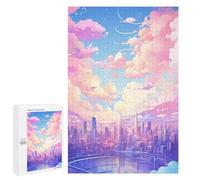 Teenagerss Puzzles 1000 PCS Jigsaws Pastel Cityscape Skyline Jigsaw Puzzle Hands-on Game Wall Art Deal As Gifts for The Whole Family 1000 PCS