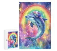 Teenagerss Puzzles 1000 PCS Jigsaws Rainbow Dolphin Watercolor Adult Puzzles Anti-Stress Toys Difficult Challenge Unique Birthday And Gifts 1000 PCS