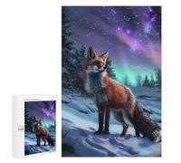 Teenagerss Puzzles 1000 PCS Jigsaws Red Fox Northern Lights Adult Puzzles Anti-Stress Toys Difficult Challenge Unique Birthday And Gifts 1000 PCS