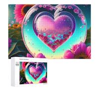 Teenagerss Puzzles 1000 PCS Jigsaws Romantic Heart Bubble Garden Jigsaws for Adults Hands-on Game Analysis And Logic Unique Birthday And Gifts 1000 PCS