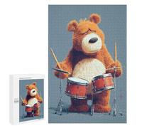 Teenagerss Puzzles 1000 PCS Jigsaws Sad Bear Drummer Jigsaw Puzzle Hands-on Game Wall Art Deal As Gifts for The Whole Family 1000 PCS