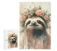 Teenagerss Puzzles 1000 PCS Jigsaws Sloth with Floral Crown Adult Jigsaw Puzzle Family Game A Work of Art for Birthday, Chrismas 1000 PCS