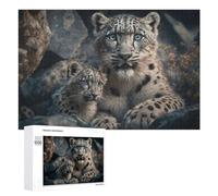 Teenagerss Puzzles 1000 PCS Jigsaws Snow Leopard Cubs in The Wild Jigsaws for Adults Hands-on Game Analysis And Logic Unique Birthday And Gifts 1000 PCS