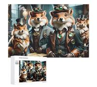 Teenagerss Puzzles 1000 PCS Jigsaws Steampunk Foxes in Victorian Attire Jigsaws for Adults Hands-on Game Analysis And Logic Unique Birthday And Gifts 1000 PCS