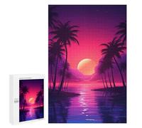 Teenagerss Puzzles 1000 PCS Jigsaws Surreal Synthwave Oasis Puzzle for Adults Brain Teaser Game Presents for Women for Birthday, Chrismas 1000 PCS