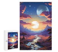 Teenagerss Puzzles 1000 PCS Jigsaws Twilight River Landscape Jigsaw Puzzle Hands-on Game Wall Art Deal As Gifts for The Whole Family 1000 PCS