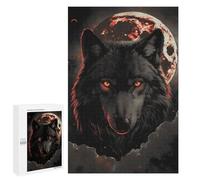 Teenagerss Puzzles 1000 PCS Jigsaws Wolf Dark Moon Red Clouds Adult Jigsaw Puzzle Family Game A Work of Art for Birthday, Chrismas 1000 PCS