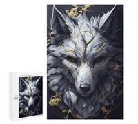 Teenagerss Puzzles 1000 PCS Jigsaws Wolf with Golden Veins Jigsaw Puzzle Hands-on Game Wall Art Deal As Gifts for The Whole Family 1000 PCS