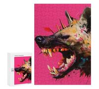 Teenagerss Puzzles 300 PCS Jigsaws Abstract Dog Portrait on Pink Background Jigsaw Puzzle Hands-on Game Wall Art Deal As Gifts for The Whole Family 300 PCS