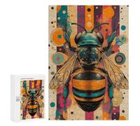 Teenagerss Puzzles 300 PCS Jigsaws Bee Abstract Art Vibrant Bee Puzzle for Adults Brain Teaser Game Presents for Women for Birthday, Chrismas 300 PCS