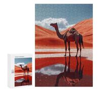 Teenagerss Puzzles 300 PCS Jigsaws Camel in Desert Oasis Reflection Jigsaw Puzzle Hands-on Game Wall Art Deal As Gifts for The Whole Family 300 PCS