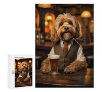 Teenagerss Puzzles 300 PCS Jigsaws Cockapoo Dog in The Pub Puzzles for Adults Anti-Stress Toys Analysis And Logic for Birthday, Chrismas 300 PCS
