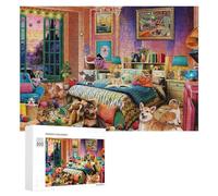 Teenagerss Puzzles 300 PCS Jigsaws Cozy Room with Pets Jigsaws for Adults Hands-on Game Analysis And Logic Unique Birthday And Gifts 300 PCS