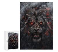 Teenagerss Puzzles 300 PCS Jigsaws Dark Lion Roar Art Print Jigsaw Puzzle Hands-on Game Wall Art Deal As Gifts for The Whole Family 300 PCS