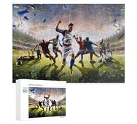 Teenagerss Puzzles 300 PCS Jigsaws Dynamic Soccer Celebration Scene Jigsaws for Adults Hands-on Game Analysis And Logic Unique Birthday And Gifts 300 PCS