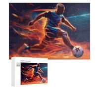 Teenagerss Puzzles 300 PCS Jigsaws Dynamic Soccer Player in Action -2 Jigsaws for Adults Hands-on Game Analysis And Logic Unique Birthday And Gifts 300 PCS