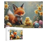 Teenagerss Puzzles 300 PCS Jigsaws Easter Fox And Chick Jigsaws for Adults Hands-on Game Analysis And Logic Unique Birthday And Gifts 300 PCS