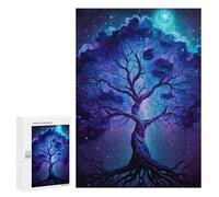 Teenagerss Puzzles 300 PCS Jigsaws Enchanted Celestial Tree Art Print Jigsaw Puzzle Hands-on Game Wall Art Deal As Gifts for The Whole Family 300 PCS