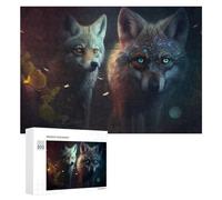 Teenagerss Puzzles 300 PCS Jigsaws Enchanted Foxes A Mystical Pair Jigsaws for Adults Hands-on Game Analysis And Logic Unique Birthday And Gifts 300 PCS