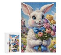 Teenagerss Puzzles 300 PCS Jigsaws Floral Bunny Castle Background Jigsaw Puzzle Hands-on Game Wall Art Deal As Gifts for The Whole Family 300 PCS