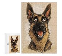 Teenagerss Puzzles 300 PCS Jigsaws German Shepherd Caricature Puzzle for Adults Brain Teaser Game Presents for Women for Birthday, Chrismas 300 PCS