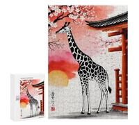Teenagerss Puzzles 300 PCS Jigsaws Giraffe Japan Painting Puzzle for Adults Brain Teaser Game Presents for Women for Birthday, Chrismas 300 PCS