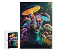 Teenagerss Puzzles 300 PCS Jigsaws Glowing Forest Mushrooms Jigsaw Puzzle Hands-on Game Wall Art Deal As Gifts for The Whole Family 300 PCS