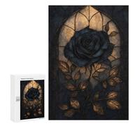 Teenagerss Puzzles 300 PCS Jigsaws Gothic Rose Stained Glass Puzzle for Adults Brain Teaser Game Presents for Women for Birthday, Chrismas 300 PCS