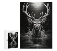 Teenagerss Puzzles 300 PCS Jigsaws Majestic Deer in Moonlight Puzzle for Adults Brain Teaser Game Presents for Women for Birthday, Chrismas 300 PCS