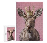 Teenagerss Puzzles 300 PCS Jigsaws Moose with Crown Puzzle for Adults Brain Teaser Game Presents for Women for Birthday, Chrismas 300 PCS