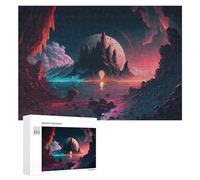 Teenagerss Puzzles 300 PCS Jigsaws Mystical Alien Landscape with Glowing Moon Jigsaws for Adults Hands-on Game Analysis And Logic Unique Birthday And Gifts 300 PCS