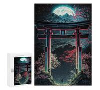 Teenagerss Puzzles 300 PCS Jigsaws Neon Torii Gate Dreamscape Jigsaws for Adults Hands-on Game Analysis And Logic Unique Birthday And Gifts 300 PCS