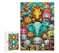 Teenagerss Puzzles 300 PCS Jigsaws Rainbow Animal Parade Jigsaws for Adults Hands-on Game Analysis And Logic Unique Birthday And Gifts 300 PCS