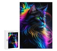 Teenagerss Puzzles 300 PCS Jigsaws Rainbow Cat Portrait Puzzle for Adults Brain Teaser Game Presents for Women for Birthday, Chrismas 300 PCS