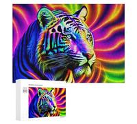 Teenagerss Puzzles 300 PCS Jigsaws Rainbow Tiger Art Print Jigsaws for Adults Hands-on Game Analysis And Logic Unique Birthday And Gifts 300 PCS