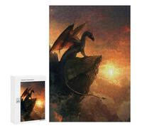 Teenagerss Puzzles 300 PCS Jigsaws Space Dragon On A Cliff Puzzle for Adults Brain Teaser Game Presents for Women for Birthday, Chrismas 300 PCS
