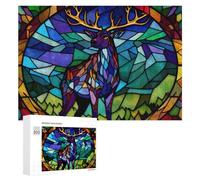 Teenagerss Puzzles 300 PCS Jigsaws Stained Glass Deer Artwork Jigsaws for Adults Hands-on Game Analysis And Logic Unique Birthday And Gifts 300 PCS