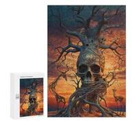 Teenagerss Puzzles 300 PCS Jigsaws Surreal Tree Roots Skull Adult Jigsaw Puzzle Family Game A Work of Art for Birthday, Chrismas 300 PCS