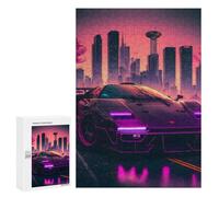 Teenagerss Puzzles 300 PCS Jigsaws Synthwave Sports Car Puzzle for Adults Brain Teaser Game Presents for Women for Birthday, Chrismas 300 PCS