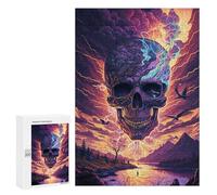 Teenagerss Puzzles 300 PCS Jigsaws Thunderstorm Skull Landscape Jigsaw Puzzle Hands-on Game Wall Art Deal As Gifts for The Whole Family 300 PCS