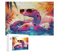 Teenagerss Puzzles 300 PCS Jigsaws Vibrant Serpent in Sunglasses Jigsaws for Adults Hands-on Game Analysis And Logic Unique Birthday And Gifts 300 PCS