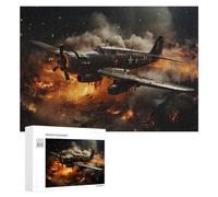 Teenagerss Puzzles 300 PCS Jigsaws Warplane Amidst Inferno Jigsaws for Adults Hands-on Game Analysis And Logic Unique Birthday And Gifts 300 PCS
