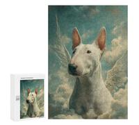 Teenagerss Puzzles 300 PCS Jigsaws Winged Bull Terrier in The Clouds Bull Terrier Remembrance Puzzles for Adults Anti-Stress Toys Analysis And Logic for Birthday, Chrismas 300 PCS
