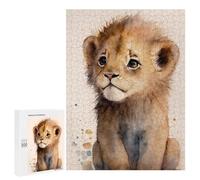Teenagerss Puzzles 500 PCS Jigsaws Adorable Lion Cub Watercolor Art Puzzle for Adults Brain Teaser Game Presents for Women for Birthday, Chrismas 500 PCS