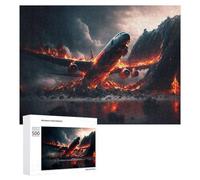 Teenagerss Puzzles 500 PCS Jigsaws Airplane Crash Into Volcano Jigsaws for Adults Hands-on Game Analysis And Logic Unique Birthday And Gifts 500 PCS
