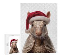 Teenagerss Puzzles 500 PCS Jigsaws Armadillo Christmas with Santa Hat Portrait Puzzle for Adults Brain Teaser Game Presents for Women for Birthday, Chrismas 500 PCS