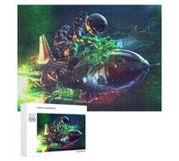 Teenagerss Puzzles 500 PCS Jigsaws Astronaut on Futuristic Motorcycle Jigsaws for Adults Hands-on Game Analysis And Logic Unique Birthday And Gifts 500 PCS