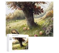Teenagerss Puzzles 500 PCS Jigsaws Autumn Hedgehog Scene Jigsaws for Adults Hands-on Game Analysis And Logic Unique Birthday And Gifts 500 PCS