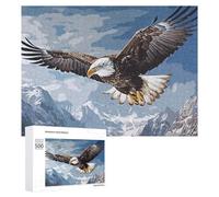 Teenagerss Puzzles 500 PCS Jigsaws Bald Eagle Soaring Above Snow-Capped Peaks Jigsaws for Adults Hands-on Game Analysis And Logic Unique Birthday And Gifts 500 PCS